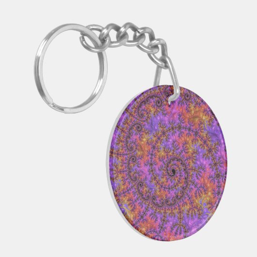 Porte-clés Fâcheux Trippy coloré Vibrant Spiraling Fractal (Devant gauche)