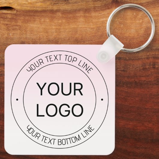 Porte-clés Facile Logo Remplacement & Editable Texte Rose Omb (Verso)