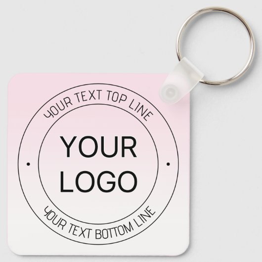 Porte-clés Facile Logo Remplacement & Editable Texte Rose Omb (Dos)
