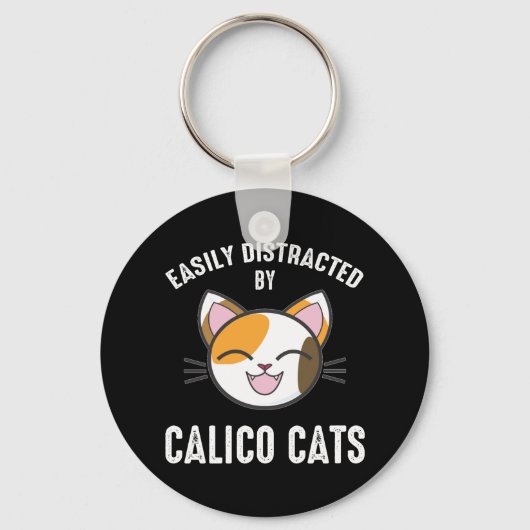 Porte-clés Facilement Distrait Par Les Chats Calico (Recto)