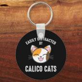 Porte-clés Facilement Distrait Par Les Chats Calico (Recto)