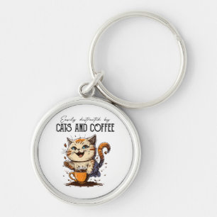 Porte-clés Facilement Distrait Par Les Chats Et Le Café Amour