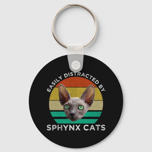 Porte-clés Facilement Distrait Par Les Chats Sphynx (Recto)