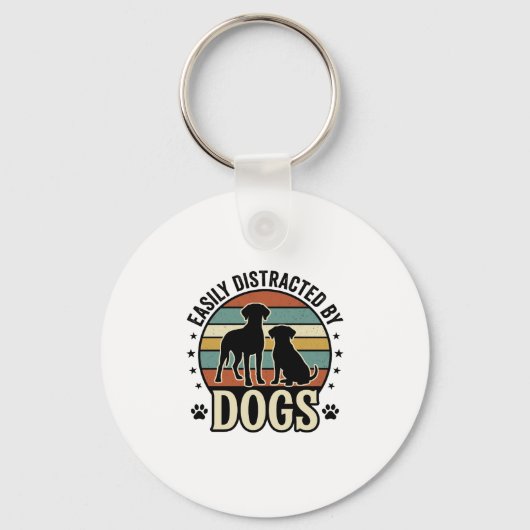 Porte-clés Facilement distrait par les chiens Design silhouet (Recto)