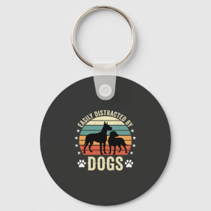Porte-clés Facilement distrait par les chiens Vintage Retro C