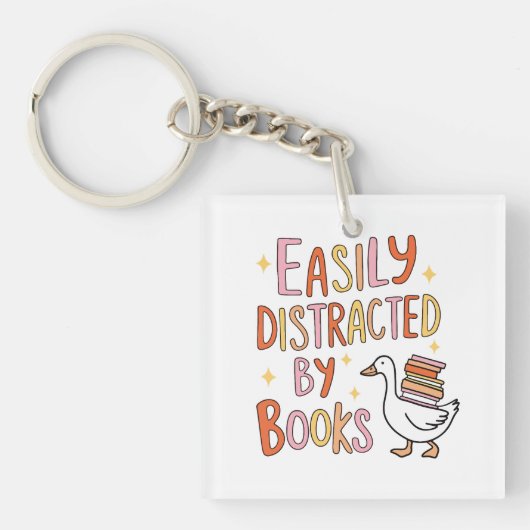 Porte-clés Facilement distrait par les livres (Devant)