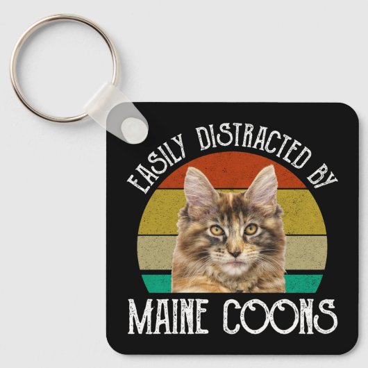 Porte-clés Facilement Distrait Par Les Maine Coons (Recto)