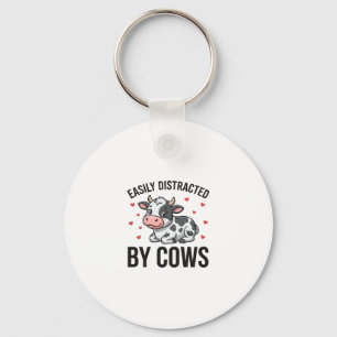 Porte-clés Facilement distrait par les vaches Graphique de va