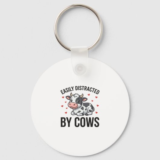 Porte-clés Facilement distrait par les vaches Graphique de va (Recto)