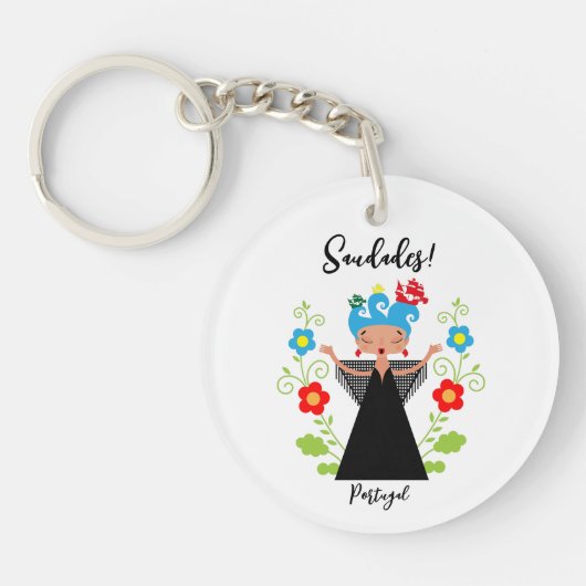 Porte-clés Fado chanteuse avec caravelle portugaise (Devant)