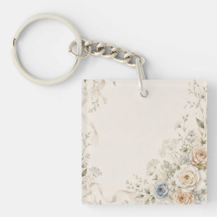 Porte-clés Faire-part de mariage avec des détails floraux gra