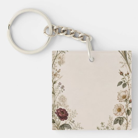 Porte-clés Faire-part de mariage botanique Renaissance (Devant)