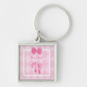 Porte-clés Faire-part de naissance mignon d'empreintes de pas (Devant)