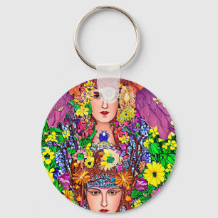 Porte-clés Fairy Princess Soeurs floral original Art nouveau