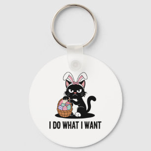 Porte-clés Fais ce que je veux Chat noir vintage Funny Pâques