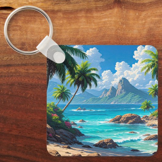 Porte-clés Fais de beaux rêves, Paradis Tropical, (Recto)
