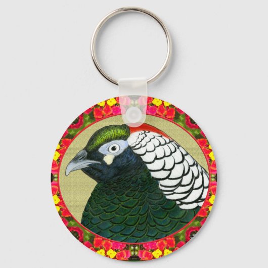 Porte-clés Faisan et fleurs d'Amherst (Recto)