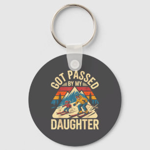 Porte-clés Fait du pédalage par ma fille Funny Ski Dad Rétro