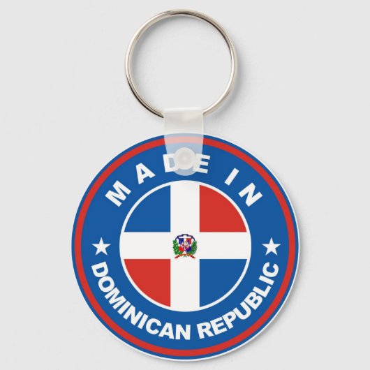 Porte-clés fait en république dominicaine drapeau étiquette r (Recto)
