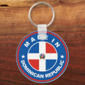 Porte-clés fait en république dominicaine drapeau étiquette r (Recto)