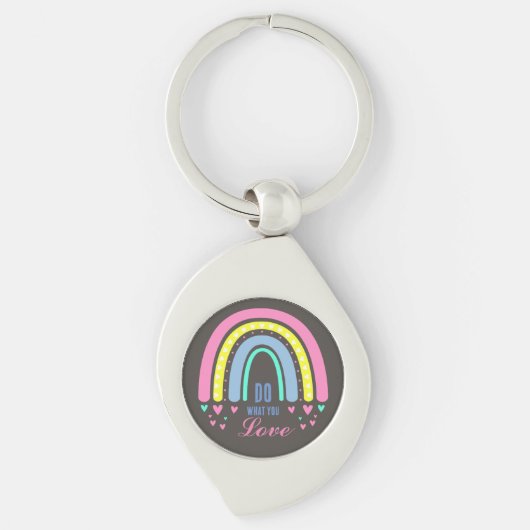 PORTE-CLÉS "FAITES CE QUE VOUS AIMEZ" CITER RETRO BOHO RAINBO (Devant)