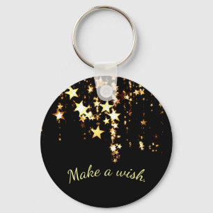 Porte-clés Faites un souhait sur les étoiles en baisse d'or