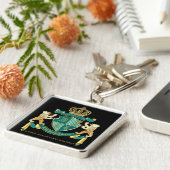 Porte-clés Faites votre propre blouse d'armoiries Turquoise d (Côté)