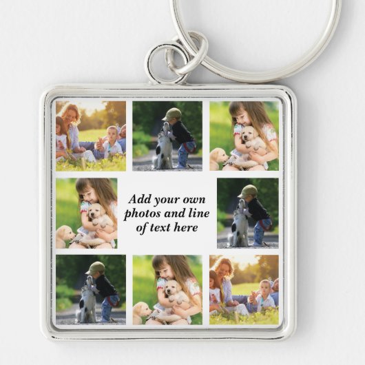 Porte-clés Faites votre propre collage photo et texte (Devant)