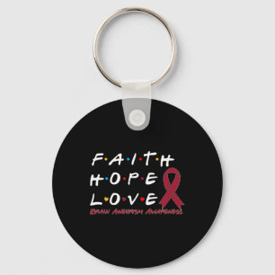 Porte-clés Faith Hope Love Cerveau Aneurysme Sensibilisation