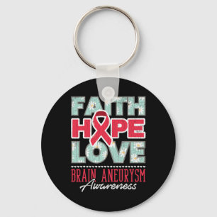 Porte-clés Faith Hope Love Cerveau Aneurysme Sensibilisation 