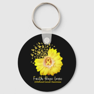 Porte-clés Faith Hope Love Children Cancer Awareness Ruban