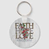 Porte-clés Faith Hope Love Christian Bible Verse (Verso)