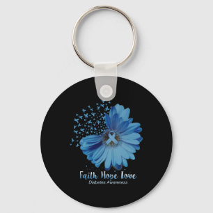 Porte-clés Faith Hope Love Diabetes Sensibilisation Tournesol