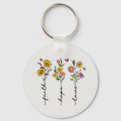Porte-clés Faith Hope Love - Floral Inspirational (Verso)