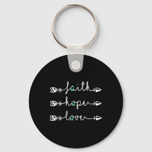Porte-clés Faith Hope Love Green Ribbon Kidney Disease Award