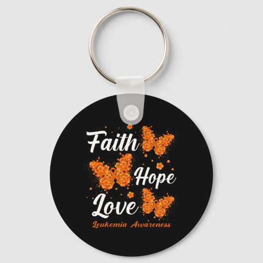 Porte-clés Faith Hope Love Leukemia Sensibilisation Papillon (Recto)