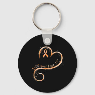 Porte-clés Faith Hope Love Orange Ruban Leukemia Sensibilisat