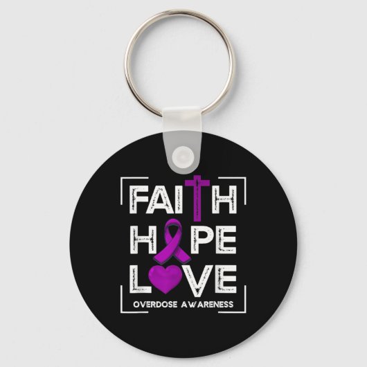 Porte-clés Faith Hope Love Overdose Sensibilisation Femmes ch (Recto)