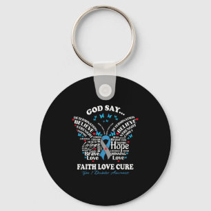 Porte-clés Faith Love Cure Papillon T1d Type 1 Diabète Awar