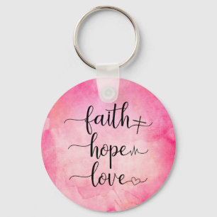 Porte-clés Faith Love Hope Christian Scripture Aquarelle