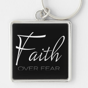Porte-clés Faith Over Encouragement White