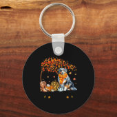 Porte-clés Fall Maple Tree Print Dog Lover Happy Thanksgiving (Recto)