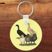 Porte-clés Famille de canards de couche dorée (Recto)
