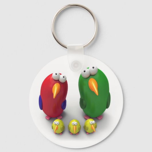 Porte-clés Famille de perroquets (Recto)
