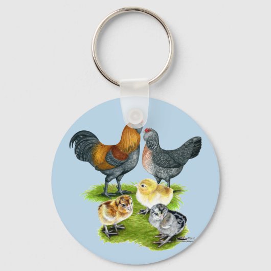 Porte-clés Famille de poulets Ameraucana (Recto)