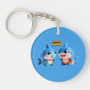 Porte-clés Famille de Requin Mignon Personnage de Dessin Anim