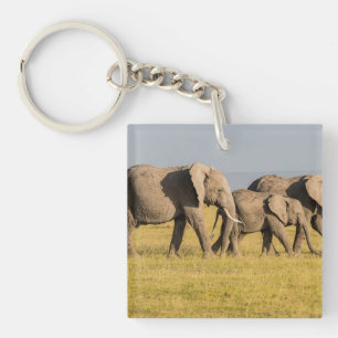 Porte-clés Famille d'éléphants en marche