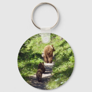 Porte-clés Famille d'ours brun