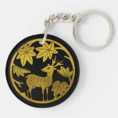 Porte-clés Famille japonaise Crest-érable japonais et cerf (Dos)