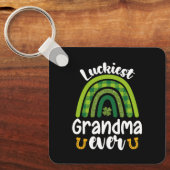 Porte-clés Famille la plus chanceuse Grand-mère jamais Saint  (Recto)
